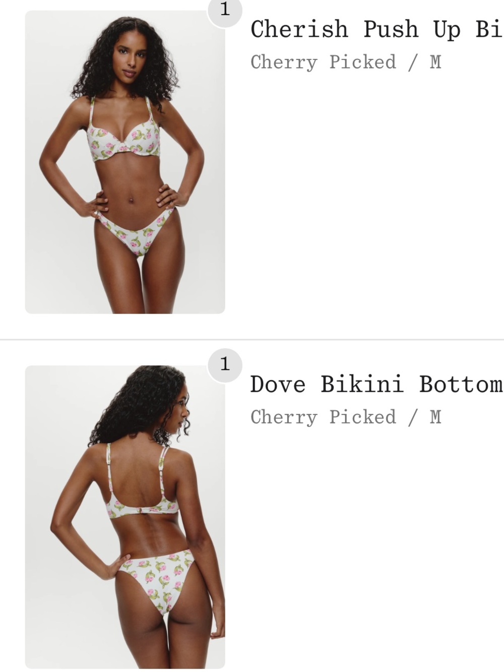 Frankie's Bikinis Cherry Picked Floral Bikini - White, Pink, Green